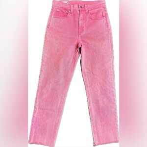 ✨GAP Hot Pink Cheeky Straight High Rise Jeans Size 26/2R Raw Hem